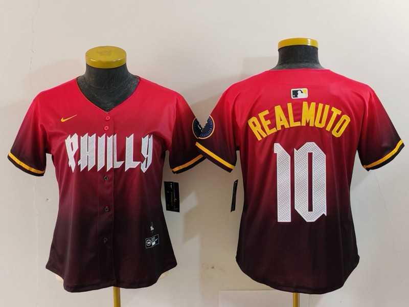 Womens Philadelphia Phillies #10 JT Realmuto Red 2024 City Connect Limited Jersey